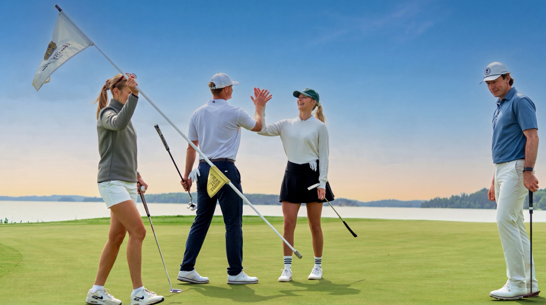 A group of friends enjoying a round of golf together